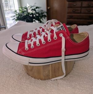 Converse Red Canvas Low-Tops, Men's 10 & Women's 12